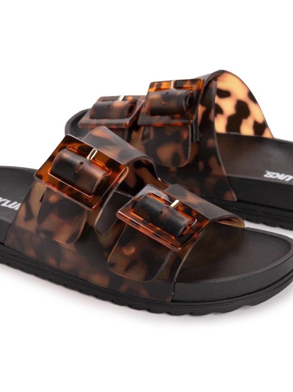 Muk Luks Tortoiseshell Double-Buckle Slide Sandals